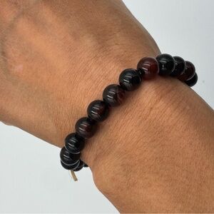 Black Agate Sardonyx Stone Beaded Bracelet Gothcore Minimalist Unisex